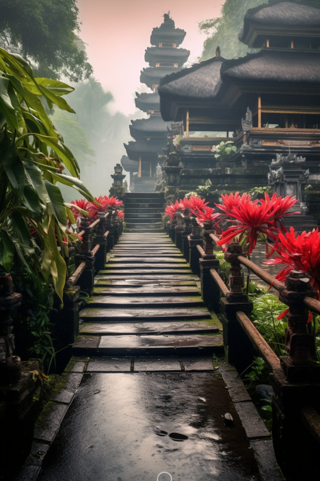Stone temple steps, Bali